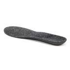 A single Women's Wool Contour Replacement Insole w/Arch in black is displayed on a white background, featuring a textured fabric upper layer and a contoured design for enhanced arch support.