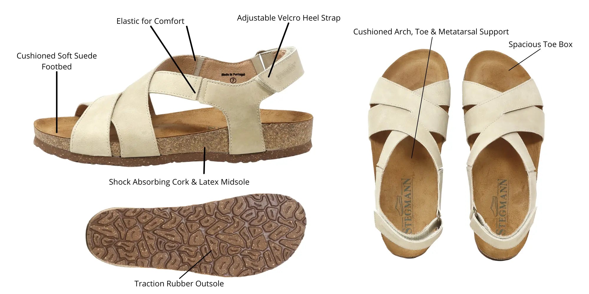 靴 Sellenatela HANNAH GOLD38 Women's Hannah Leather Sandal – Stegmann Clogs