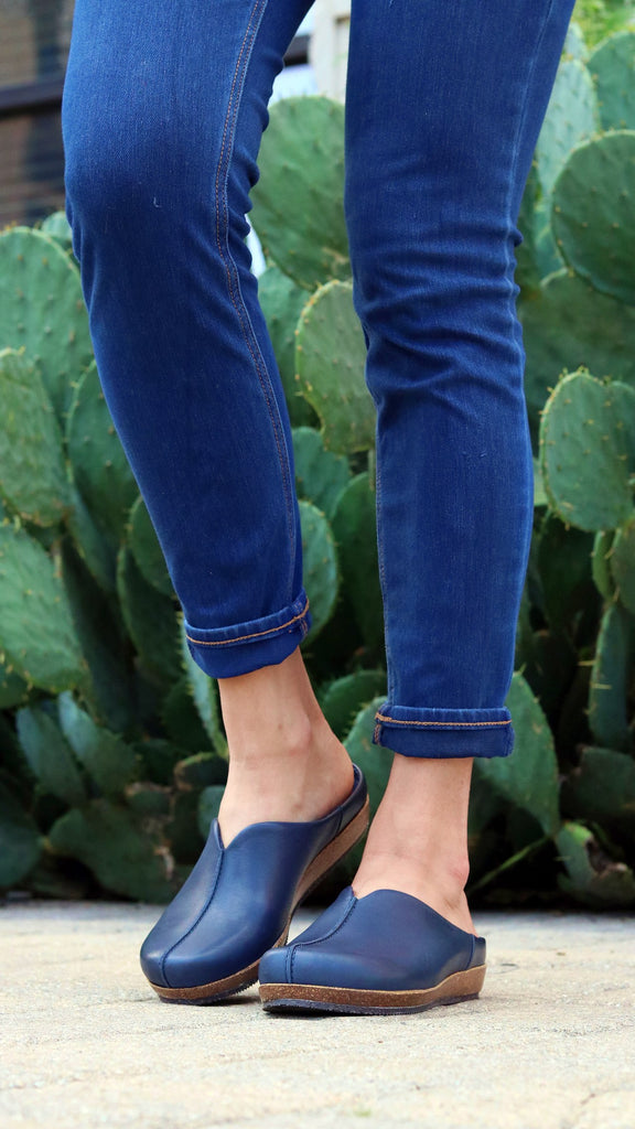 The Maria Mule in Navy - This style offers unparalleled comfort, arch support and quality. One of our customer favorites, this is a shoe for spring, summer, fall and winter alike. 