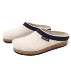 The Women's Original 108 Wool Clog - Medium offers soft Merino wool felt uppers, cork soles, black rubber outsoles, and a dark trim for cozy support—perfect for comfort, especially if you have plantar fasciitis.