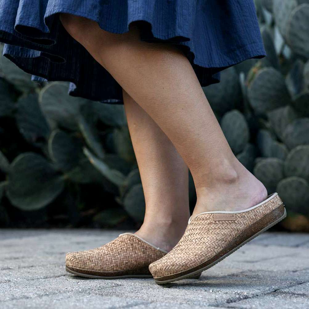 The 100% Vegan and Fully Sustainable Cork Maria Mule - comfortable, cute, amazing arch support and ready for summer!