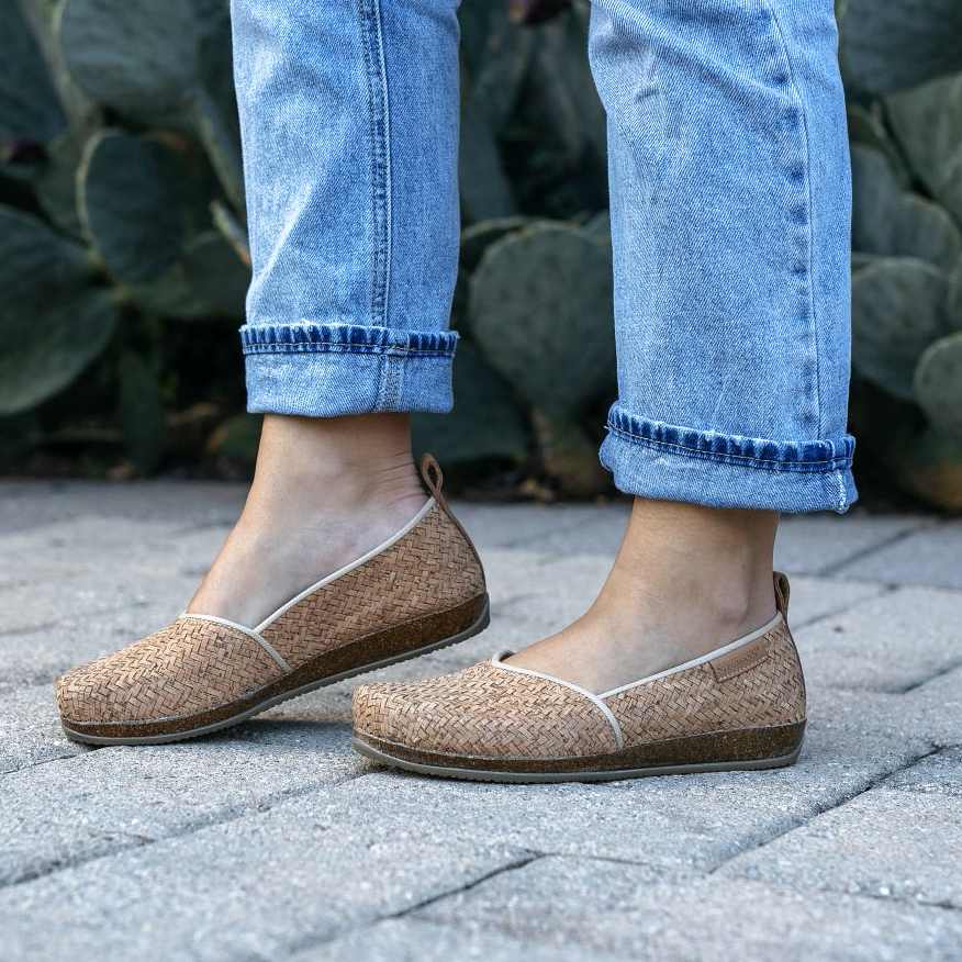 The 100% Vegan and Fully Sustainable Cork Liesl Skimmer - comfortable, cute, amazing arch support and ready for summer!