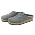 The Women's Eco Wool Clog, made from sustainable wool with cork latex footbeds and black rubber outsoles, is shown on a white background.