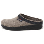 Women’s WoolFlex Wool Clog - Medium in gray merino wool with a black patterned trim and a supportive black sole.