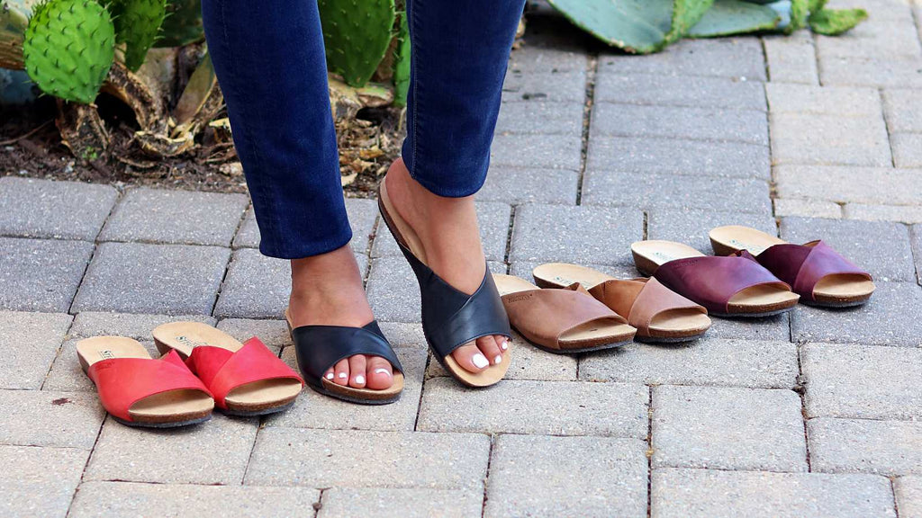 Cute summer slides with arch support and comfortable suede footbed