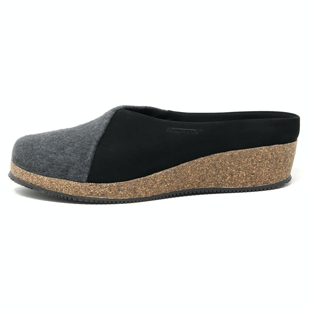 Women s Elsa Wedge Mule in Stretch Felt Nubuck Stegmann Clogs