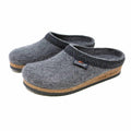 Women's Original 108 Wool Clog - Wide: Gray Merino wool felt clogs featuring cork support soles and black decorative trim, ideal for women who want a blend of comfort and style.