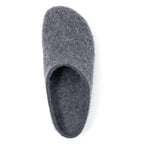 Top view of a single Women's Essenz Wool Clog in gray on a white background, crafted with soft Merino wool for cozy comfort.