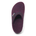 Viewed from above, the Women's WoolFlex Wool Clog - Wide in purple features black trim and provides perfect arch support for ultimate comfort.