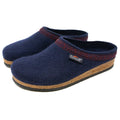 The Men's Original 108 Wool Clog features a navy design with red trim and a supportive cork sole, making it an ideal addition to a stylish men's shoe collection.