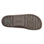 The image displays a Men's Halstatt Wool Lined Leather Clog, featuring textured rubber sole patterns with the Stegmann logo prominently at the center.
